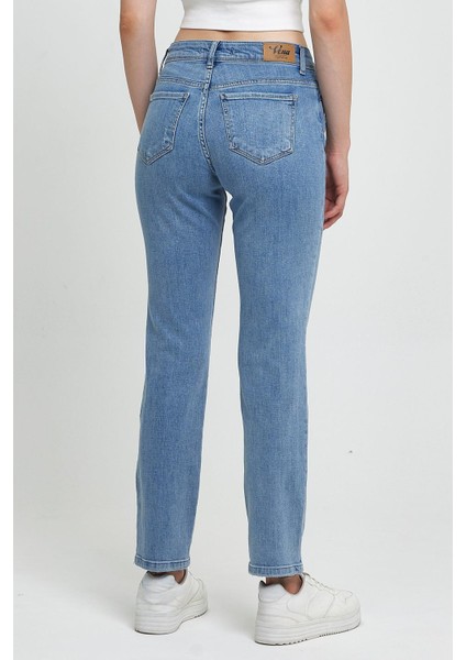 Kadın Petra Dirty Med Blue Boyfriend Jean Pantolon