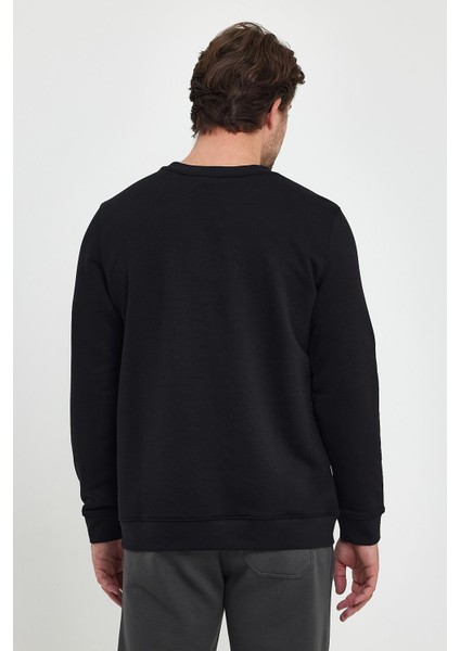 Erkek Rich Siyah Bisiklet Yaka Regular Fit 3 İplik Sweatshirt indirimleri