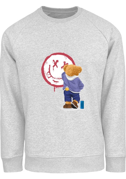 Oversize Ressam Bear Baskılı Çocuk Sweatshirt modelleri