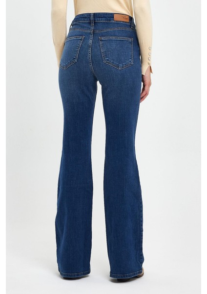 Kadın Jenny Dirty Dark Blue Yüksek Bel Flare Jean Pantolon fırsatları