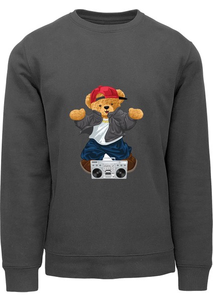 Ada Bebek Çocuk Oversize Hiphop Bear Baskılı Çocuk Sweatshirt