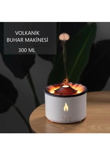 Volkanik Hava Nemlendirici Buhar Makinesi 300 ml LED Işıkla Aroma Difüzör Ultrasonik Oda Nemlendirici