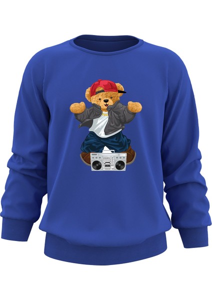 Ada Bebek Çocuk Oversize Hiphop Bear Baskılı Çocuk Sweatshirt