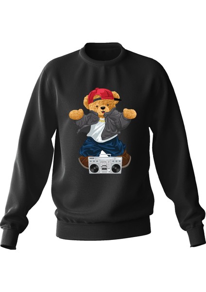 Ada Bebek Çocuk Oversize Hiphop Bear Baskılı Çocuk Sweatshirt