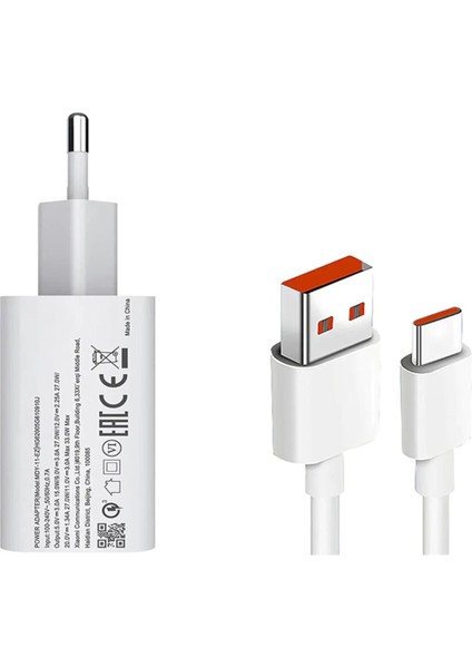 Xiaomi Uyumlu Type C 33W Hızlı Şarj Cihazı Şarj Aleti Kablo + Adaptör Hızlı Turbo Şarj Aleti 5A