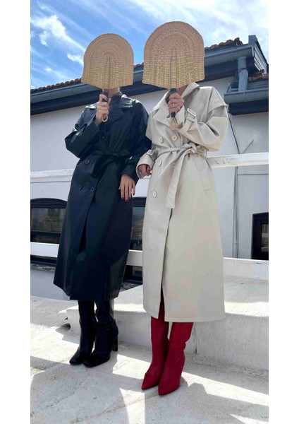Taş Premium Koleksiyon Oversize Suni Deri Trençkot modelleri