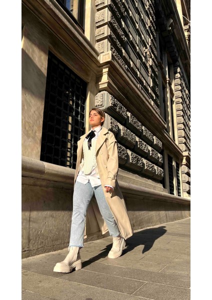 Taş Premium Koleksiyon Oversize Suni Deri Trençkot fırsatları