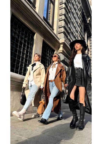 Taş Premium Koleksiyon Oversize Suni Deri Trençkot indirimleri