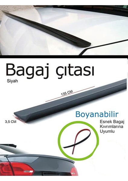 Nissan Bluebird Uyumlu Bagaj Üstü Spoıler 3,6 cm - 135 cm