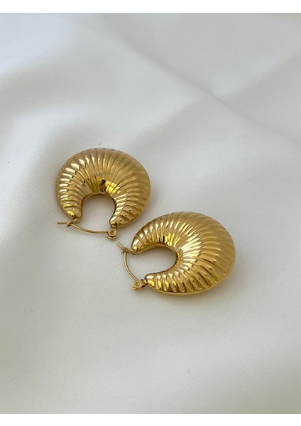 Hex Gold Halka Çelik Küpe