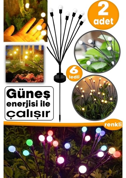 6 Ledli Solar Bahçe Işıkları Renkli Dış Mekan Peyzaj 2 Modlu Bahçe Çiti Güneş Enerjili Süs Lambalar fiyatları