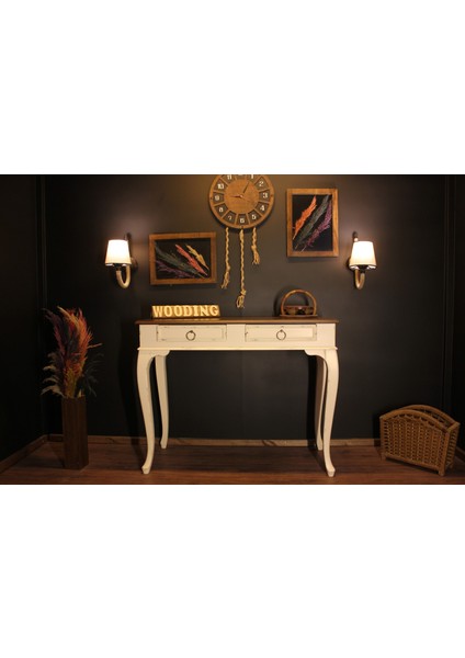 Wooding 120 cm Masif Ceviz Beyaz Dresuar