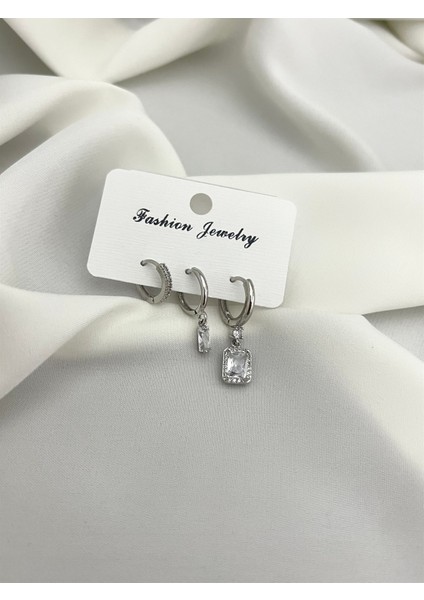 Baget 3'lü Silver Küpe