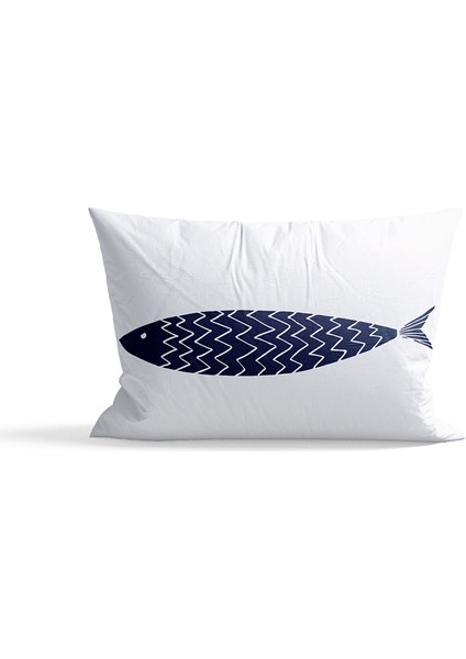 A Fish 30CM x 50CM / Marin Temalı Çift Taraflı Kırlent Kılıfı