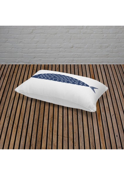 A Fish 30CM x 50CM / Marin Temalı Çift Taraflı Kırlent Kılıfı