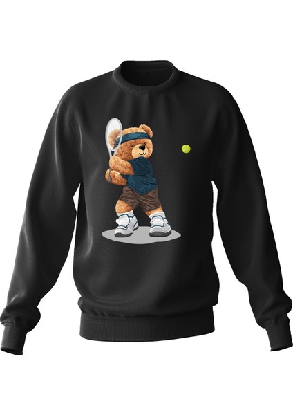 Ada Bebek Çocuk Oversize Tenisçi Bear Baskılı Çocuk Sweatshirt