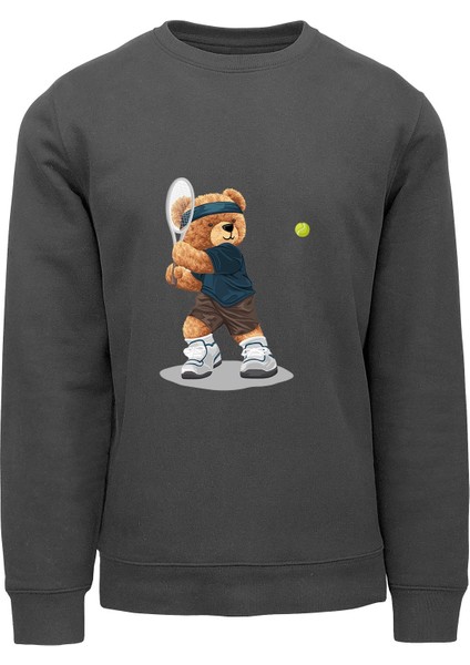 Ada Bebek Çocuk Oversize Tenisçi Bear Baskılı Çocuk Sweatshirt