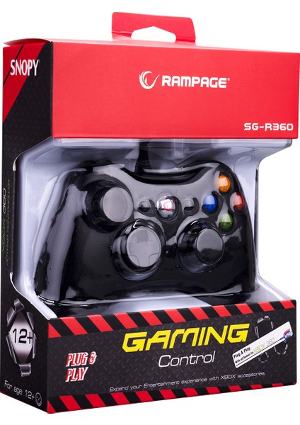 SG-R360 Siyah Xbox-360 ve USB PC Destekli Kablolu Gamepad Oyun Kolu