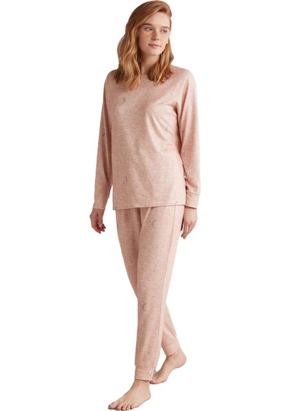 Kadın Comfort Mood Uzun Kollu Pembe Pijama Takım 2404