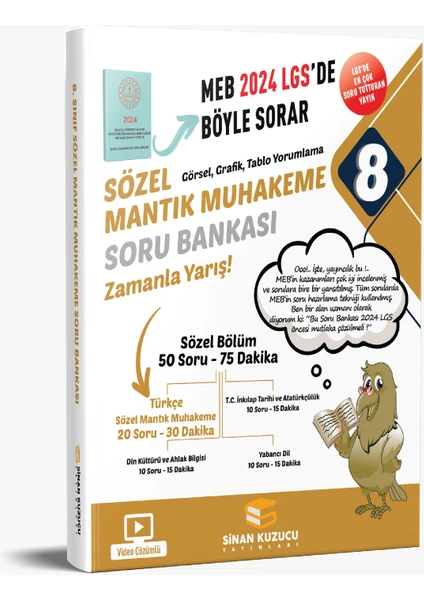 Sinan Kuzucu Yayınları 2024 LGS 8. Sınıf Sözel Mantık Muhakeme Soru Bankası