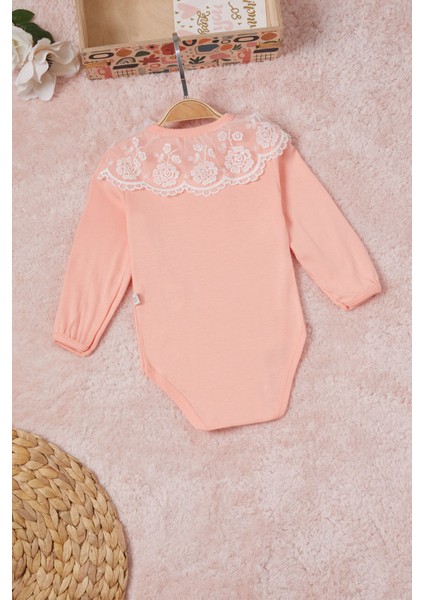 Somon Kız Bebek Dantel Yakalı Uzun Kol Çıtçıtlı Badi 16840 indirimleri