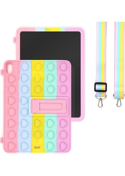 Apple iPad 10.nesil 10.9 2022 Kılıf Seri A2696,A2757,A2777 Yatay Standlı Askılıklı Silikon Popit Kids Kılıf
