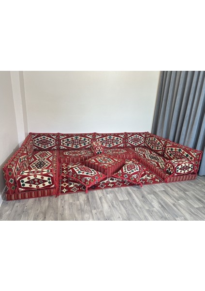 Şark Köşesi Yörük Desenli Minder Takımı Konsept Kırmızı