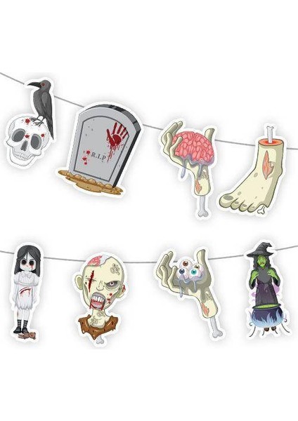 Korkunç Halloween Dekoratif Banner 130X20 cm