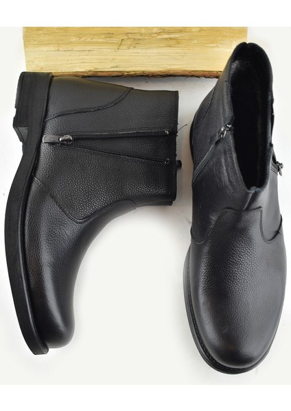 3405 İçi Kürklü Hakiki Deri Erkek Bot Ayakkabı Ortopedik Taban Fermuarlı Deri Bot modelleri