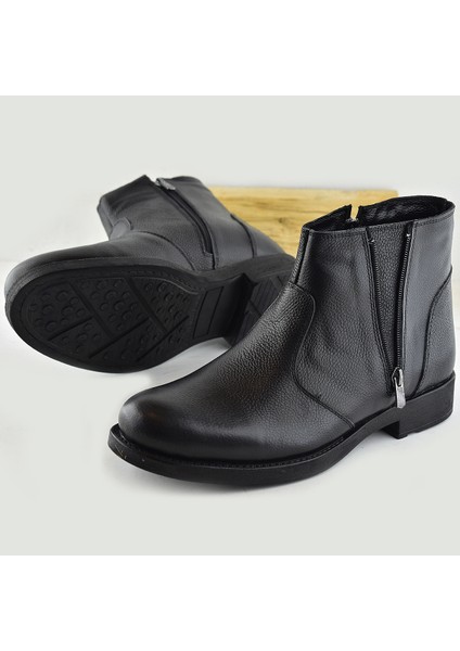 3405 İçi Kürklü Hakiki Deri Erkek Bot Ayakkabı Ortopedik Taban Fermuarlı Deri Bot fırsatları