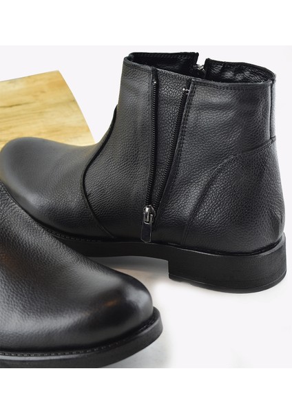 3405 İçi Kürklü Hakiki Deri Erkek Bot Ayakkabı Ortopedik Taban Fermuarlı Deri Bot indirimleri