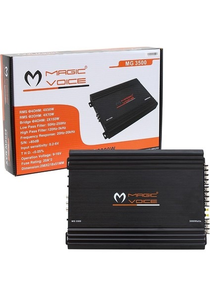 MG-35000 4 Kanal Max 3000 Watt Oto Anfi 4 Kanal 1000W
