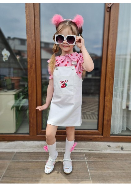 Kız Çocuk Slopet Elbise Çilekli