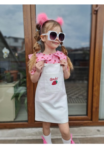 Kız Çocuk Slopet Elbise Çilekli fırsatları