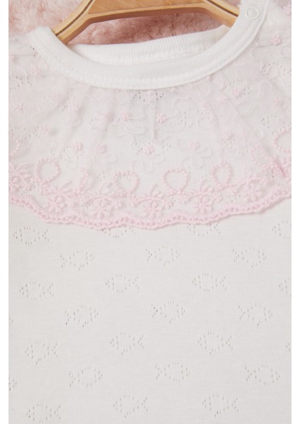 Ekru Kız Bebek Dantel Yakalı Uzun Kol Çıtçıtlı Badi 16841 fiyatları