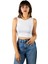 Kadın Beyaz Fitted/vücuda Oturan Crop Halter Yaka Fitilli Esnek Örme Bluz Atlet 23K-TRP-CRP06 1
