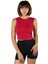 Kadın Kırmızı Fitted/vücuda Oturan Crop Halter Yaka Fitilli Esnek Örme Bluz Atlet 23K-TRP-CRP06 1