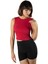 Kadın Kırmızı Fitted/vücuda Oturan Crop Halter Yaka Fitilli Esnek Örme Bluz Atlet 23K-TRP-CRP06 2