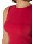 Kadın Kırmızı Fitted/vücuda Oturan Crop Halter Yaka Fitilli Esnek Örme Bluz Atlet 23K-TRP-CRP06 3