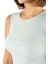 Kadın Yeşil Fitted/vücuda Oturan Crop Halter Yaka Fitilli Esnek Örme Bluz Atlet 23K-TRP-CRP06 3