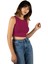 Kadın Fuşya Fitted/vücuda Oturan Crop Halter Yaka Fitilli Esnek Örme Bluz Atlet 23K-TRP-CRP06 1