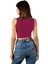 Kadın Fuşya Fitted/vücuda Oturan Crop Halter Yaka Fitilli Esnek Örme Bluz Atlet 23K-TRP-CRP06 3