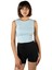 Kadın Açık Mavi Fitted/vücuda Oturan Crop Halter Yaka Fitilli Esnek Örme Bluz Atlet 23K-TRP-CRP06 1