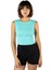 Kadın Turkuaz Fitted/vücuda Oturan Crop Halter Yaka Fitilli Esnek Örme Bluz Atlet 23K-TRP-CRP06 2