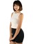 Kadın Krem Fitted/vücuda Oturan Crop Halter Yaka Fitilli Esnek Örme Bluz Atlet 23K-TRP-CRP06 1