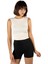 Kadın Krem Fitted/vücuda Oturan Crop Halter Yaka Fitilli Esnek Örme Bluz Atlet 23K-TRP-CRP06 2