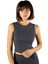 Kadın Antrasit Fitted/vücuda Oturan Crop Halter Yaka Fitilli Esnek Örme Bluz Atlet 23K-TRP-CRP06 2