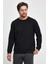Erkek Rich Siyah Bisiklet Yaka Regular Fit 3 İplik Sweatshirt 1