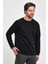 Erkek Rich Siyah Bisiklet Yaka Regular Fit 3 İplik Sweatshirt 3