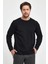 Erkek Rich Siyah Bisiklet Yaka Regular Fit 3 İplik Sweatshirt 4